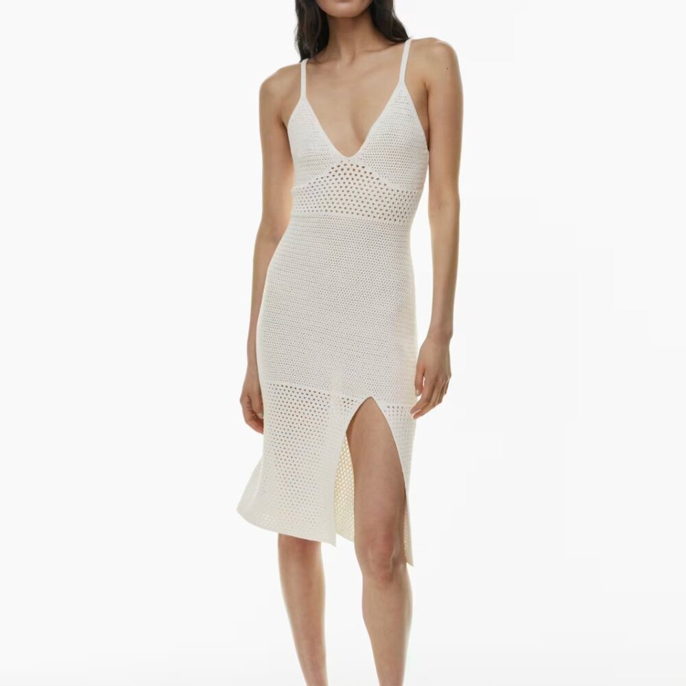 NWT Aritzia Wilfred Evie Midi Crochet Dress, Pastel Sage Green, Size XS